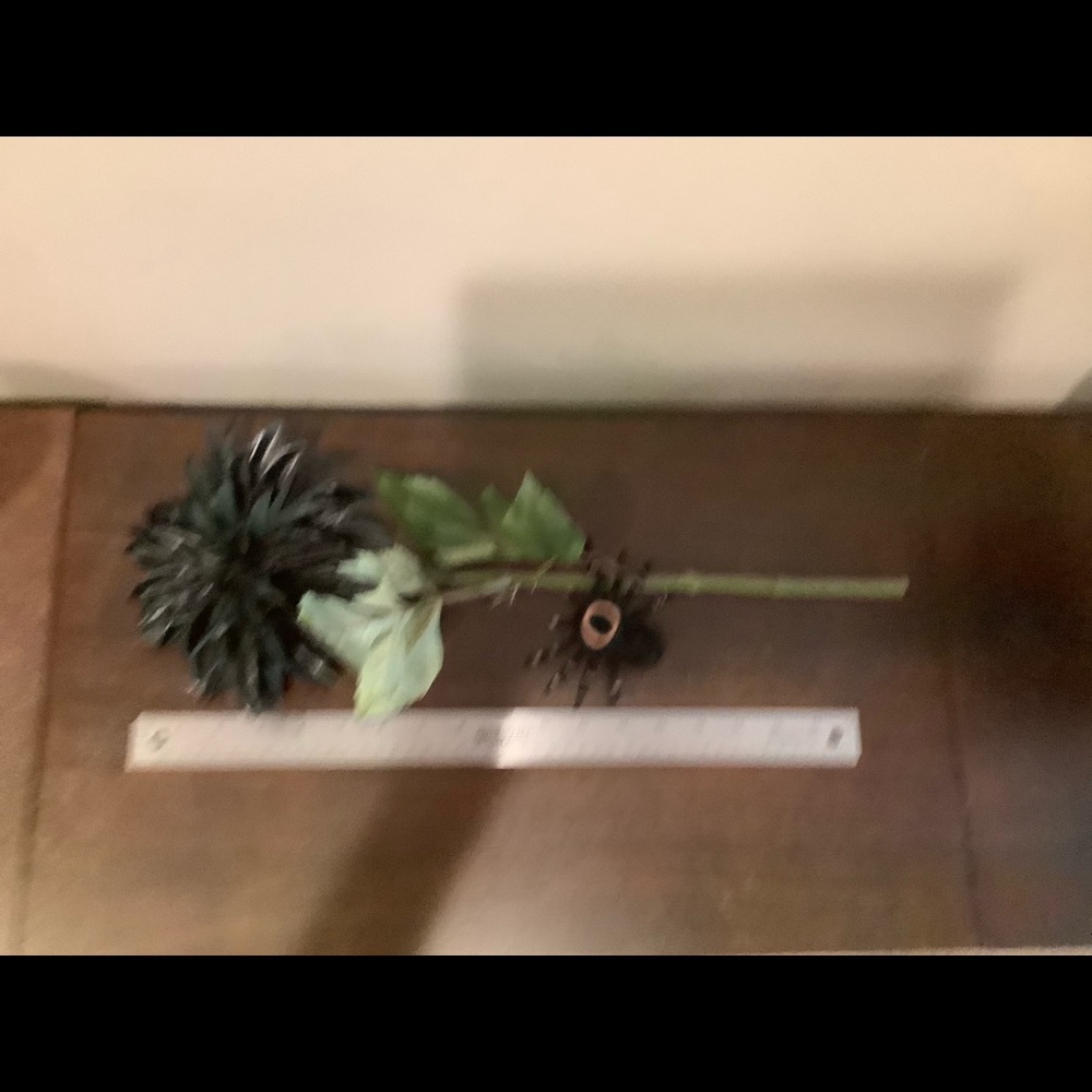Single Black Fabric Zinnia Flower Stem 🎃 - Picture 3 of 5